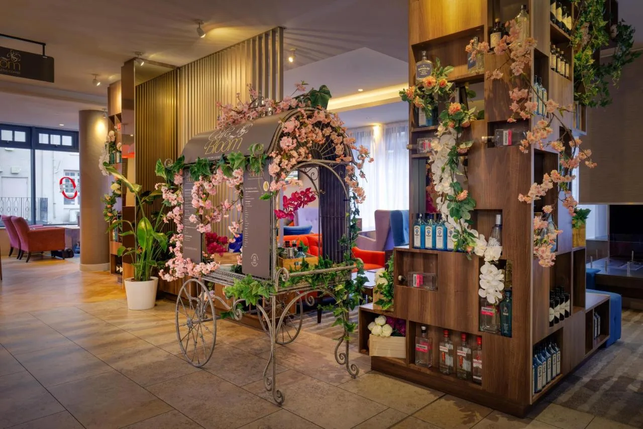 a flower shop with a flower display in a store at DoubleTree by Hilton London Angel Kings Cross in London